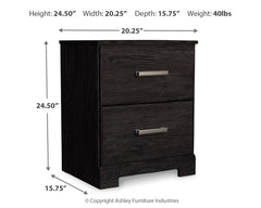 Belachime - Two Drawer Night Stand - Charcoal