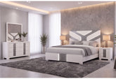 Optimus - 4 Piece Bedroom Set (Full Bed, Dresser, Mirror, Nightstand) - White