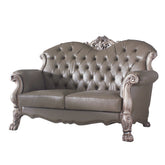 Dresden - Loveseat With 3 Pillows - Synthetic Leather & Vintage Bone White