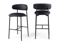 Lupita - Vegan Leather Upholstered Bar Stool With Matte Black Frame (Set of 2)