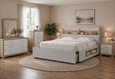 Sadie / Emma - 5 Piece King Bedroom Set (Bed, Dresser & Mirror, Nightstand, Chest) - Beige