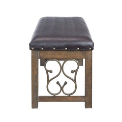 Raphaela - Bench - Black Synthetic Leather & Weathered Cherry