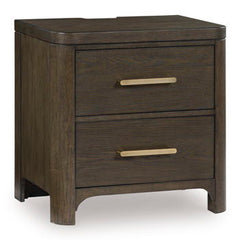 Radkin - Two Drawer Night Stand - Burnished Brown