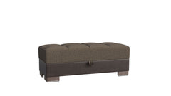 Ottomanson Armada X - Upholstered Convertible Wood Trimmed Ottoman With Storage - Brown PU Polyester