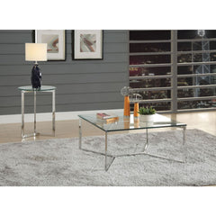 Volusius - End Table - Clear Glass & Stainless Steel