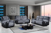 U5914 - 3 Piece Living Room Set (Reclining Sofa / Console Reclining Loveseat / Recliner) - Gray / Black