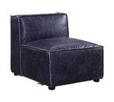 Birdie - Modular Armless Chair - Vintage Blue Top Grain Leather