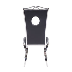 Cyrene - Side Chair (Set of 2) - Black Synthetic Leather & Stainless Steel