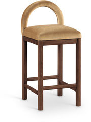 Conrad - Velvet Counter Stool With Brown Legs