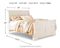 Willowton - Cama trineo Queen - Lavado blanco