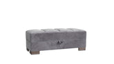 Ottomanson Armada X - Upholstered Convertible Wood Trimmed Ottoman With Storage - Microfiber