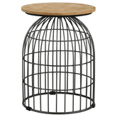 Bernardo - Round Wire Frame Side Table - Natural And Gunmetal