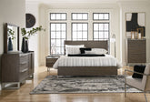 Arkenton - 3 Pc. - Dresser, Mirror, King Panel Bed - Grayish Brown