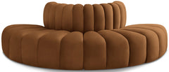 Arc - Velvet 4 Piece Modular Sofa - Saddle