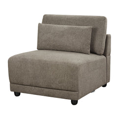 Rylie - Modular Armless Chair With Pillow - Brown Linen