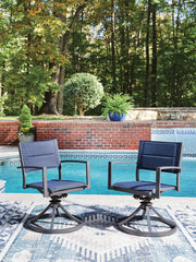 Rocky Creek - Sling Swivel Chair (Set of 2) - Blue / Gray