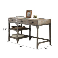 Gorden - Writing Desk - Weathered Oak & Antique Silver