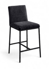 Reeves - Chenille Fabric Upholstered Counter Stool (Set of 2) - Black Base