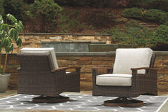 Paradise Trail - 5 Pc. - Conversation Set with 4 Swivel Lounge Chairs - Medium Brown