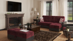 Ottomanson Armada - Upholstered Ottoman With Storage - Burgundy/Black PU Microfiber