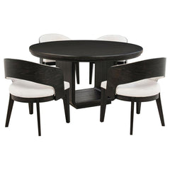 Leandro - 5 Piece Round Dining Table Set - Burnished Black