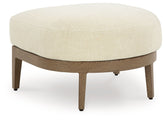 Serene Bay - Ottoman With Cushion - Dark Brown / White