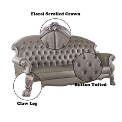 Dresden - 47" Sofa With 5 Pillows - Synthetic Leather & Vintage Bone White