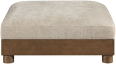 Turin - Chenille Fabric Upholstered Modular Ottoman - Taupe / Brown Walnut