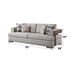 Niamey - Sofa With 4 Pillows - Fabric & Walnut