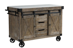 Alforvott - Kitchen Island - Marble Top & Weathered Gray