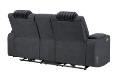 U8000 - Power Reclining Loveseat With Console, Power Headrest, LED Light, Bluetooth Speaker - Black