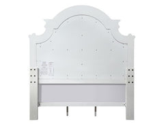 Florian - Cama Queen - Piel Sintética Beige y Blanco Antiguo