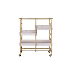 Vorrik - Serving Cart - Gold & White Washed