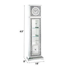Noralie - Faux Diamonds Grandfather Clock With LED - Mirrored