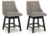 Neymorton - Upholstered Swivel Barstool (Set of 2) - Dark Grayish Brown