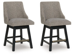 Neymorton - Upholstered Swivel Barstool (Set of 2) - Dark Grayish Brown