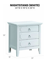 Hammond - 3 Drawer Wood Nightstand - White
