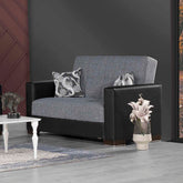 Ottomanson Armada - Upholstered Convertible Loveseat With Storage - Gray/Black PU Polyester
