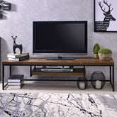Bob - 16" TV Stand - Weathered Oak & Black Metal