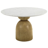 Kala - Round Dining Table With Marble Top - Natural Marble Top & Oak