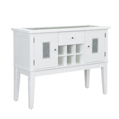 Elizaveta - Server - Faux Crystal Diamonds & White High Gloss