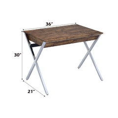 Callers - Writing Desk - Weathered Oak & Chrome