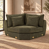 Leighton - Modular Wedge With 4 Pillows - Green Chenille