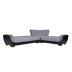 Ottomanson Armada Air - Upholstered Convertible Sectional With Storage - Gray/Black PU Polyester