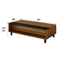 Avala - Coffee Table With Lift Top - Walnut & Black