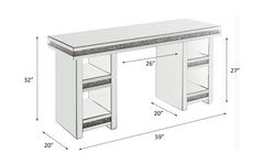 Noralie - Writing Desk - Mirrored & Faux Diamonds