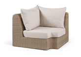 Seacrest - Olefin Water Resistant Fabric And Wicker Outdoor Patio Corner Chair