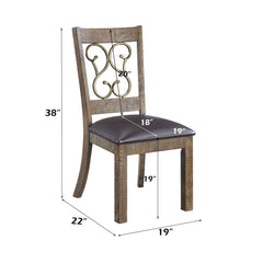 Raphaela - Side Chair (Set of 2) - Black Synthetic Leather & Weathered Cherry