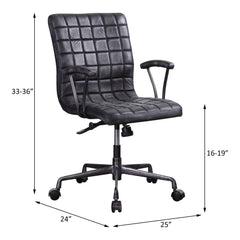 Barack - Office Chair - Vintage Black Top Grain Leather & Aluminum