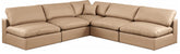 Comfy - 5 Piece Faux Leather Modular Corner Armless Sectional - Tan